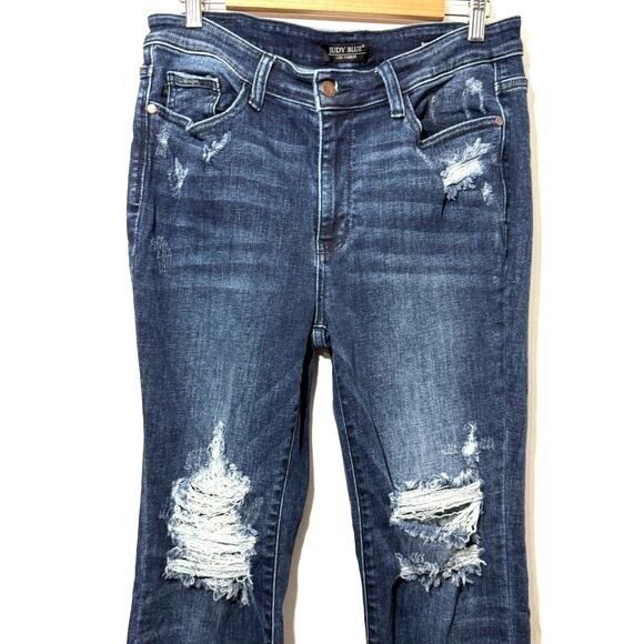 Judy Blue Christine High Contrast Slim Boot Cut Destroyed Jean - 13/31 - Picture 5 of 11